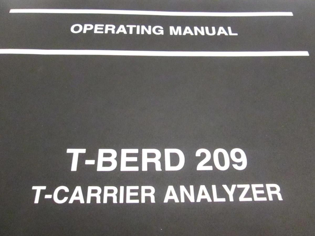 Used Telecommunications T-Berd 209 T-Carrier Analyzer Operating Manual, Used