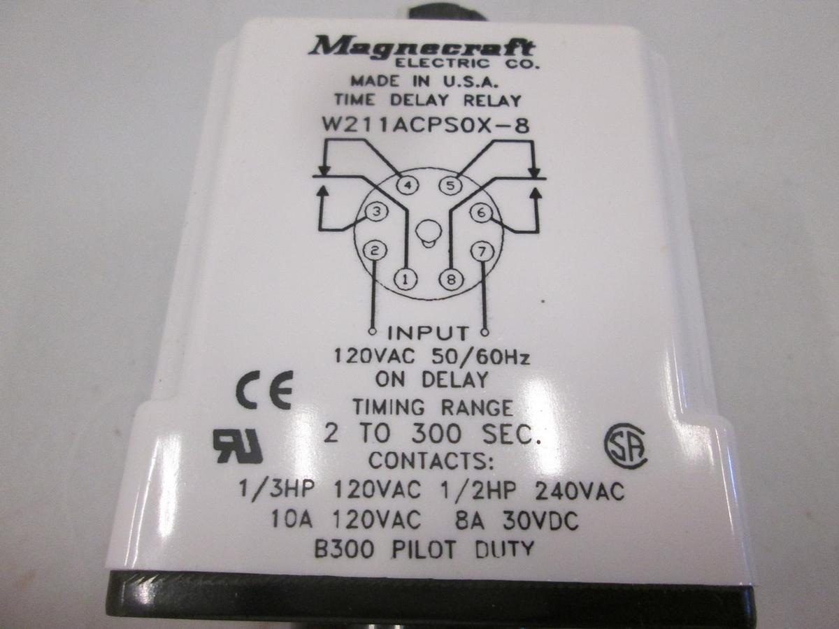 Used Magnecraft, W211ACPSOX-8, Time Delay Relay, 120AC, New