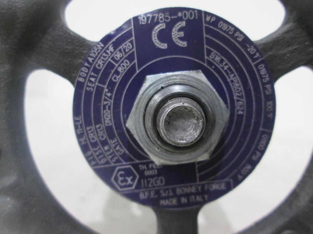 Used Bonney Forge, A105N, Gate Valve, Gate 3/4", Stem CR13, Used