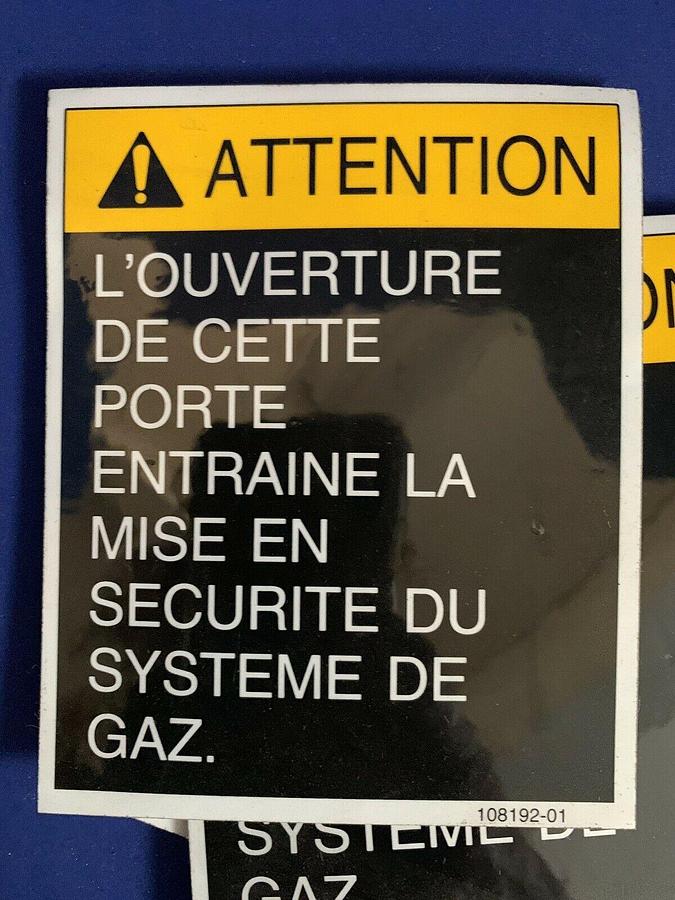 Multi-Language Attention Label, 3 1/2" x 4", Black and Yellow, Lot of 50