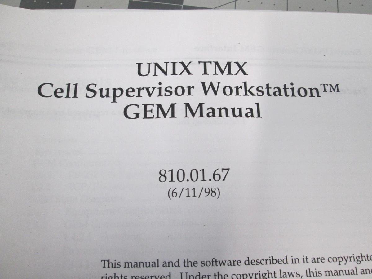 Used Semy, 810.01.67, UNIX TMX Cell Supervisor Workstation GEM Manual, Used