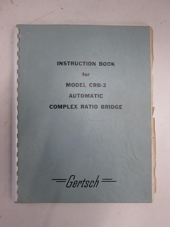 Used Gertsch Model CRB-3 Auto Complex Ratio Bridge, Instruction Book, Used