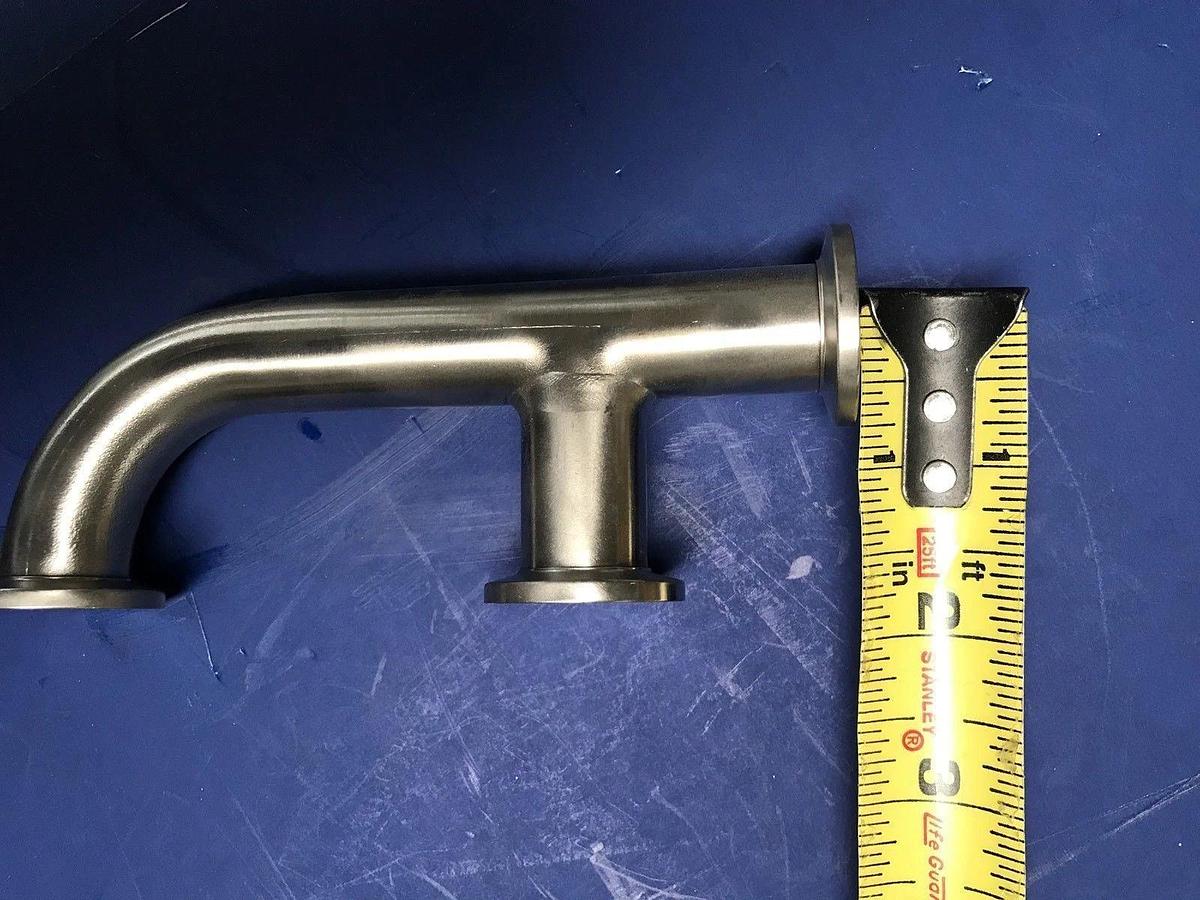 NW16 Stainless Steel Vacuum Pipe Weldment, Tee/Elbow w/ NW16 Flanges