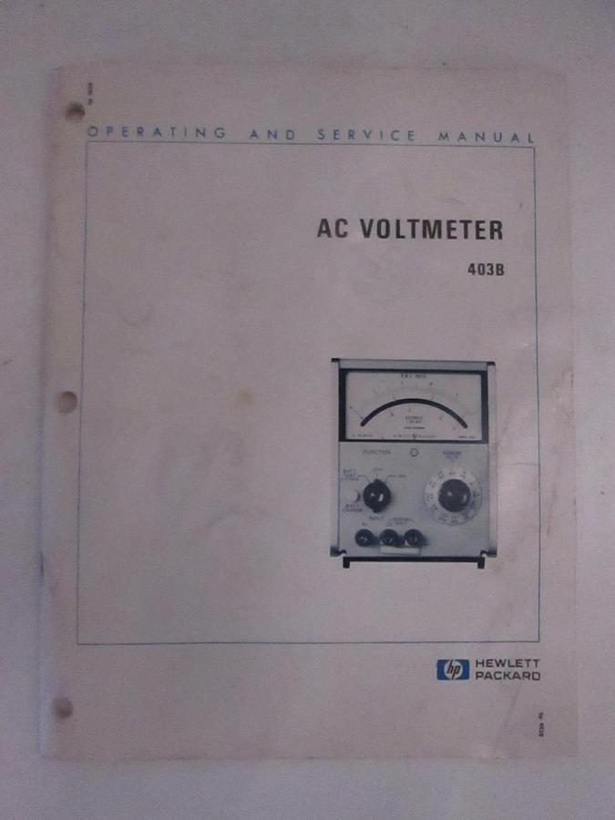 Used HP Model 403B AC Voltmeter Operating and Service Manual, Used