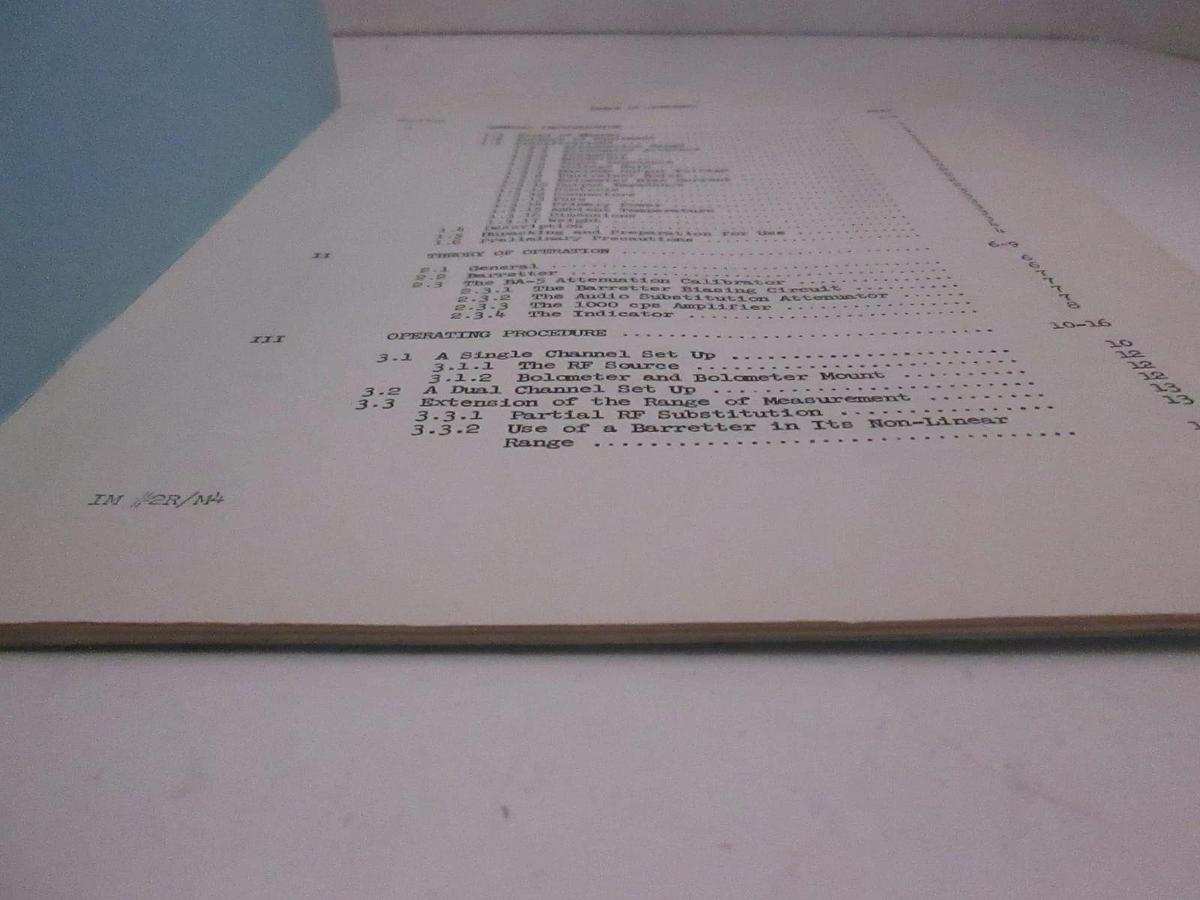 Used Weinschel Engineering Model BA-5 Attenuation Calibrator Operating Manual, Used