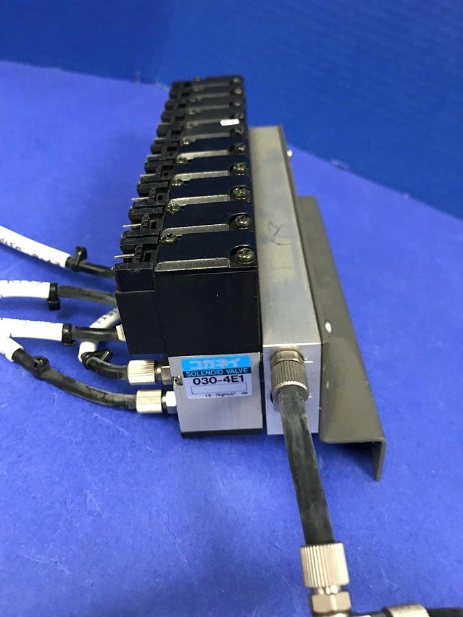 Used Koganei 030-4E1 Solenoid Valve Manifold Assembly - 10 Valves, Used