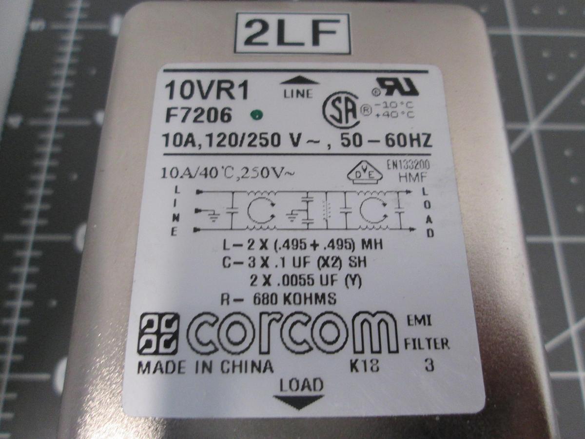 Used Corcom, 10VR1, F7206, EMI RFI power Line Filter 10A 120/250V 50/60Hz