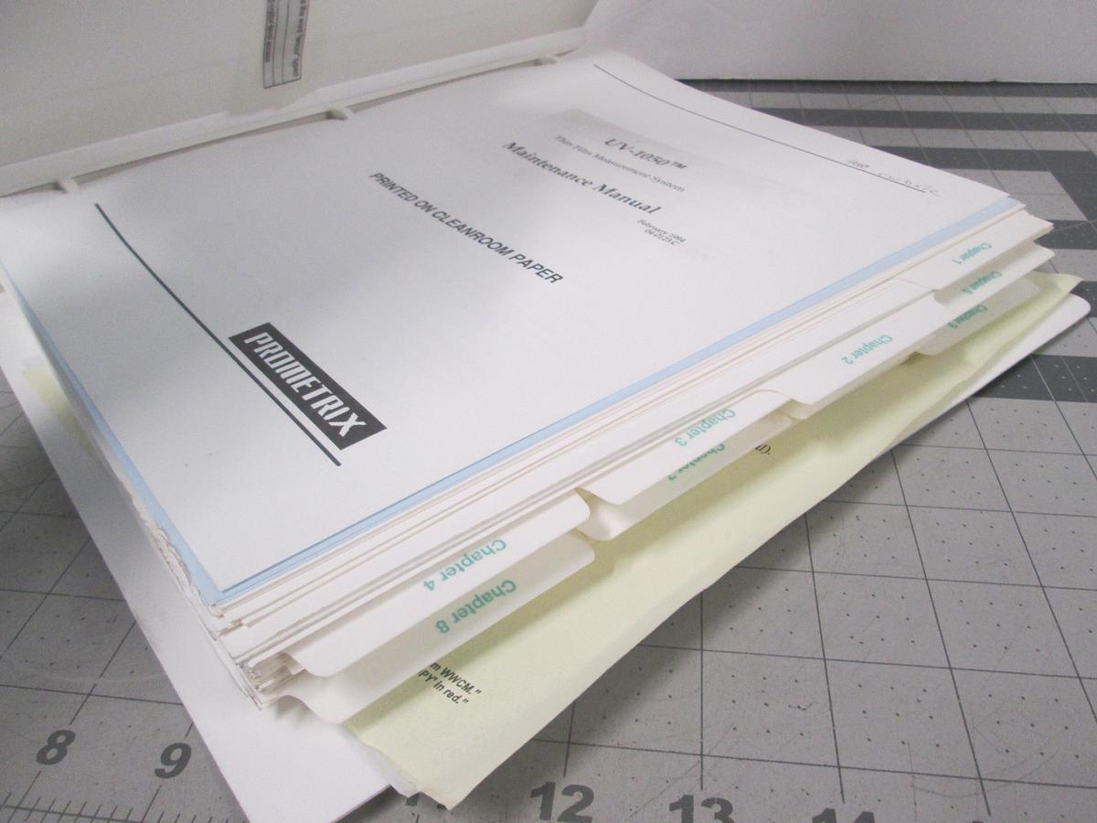 Used Tencore, Prometrix, UV-1050 Thin Film Measurement System, Maintenance Manual, Used