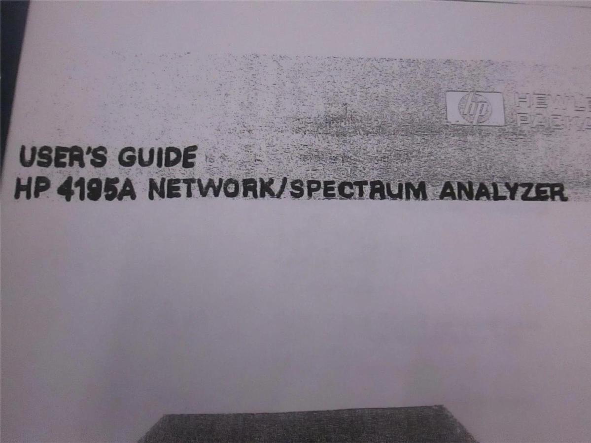Used HP 4195A Network/Spectrum Analyzer User's Guide, Used