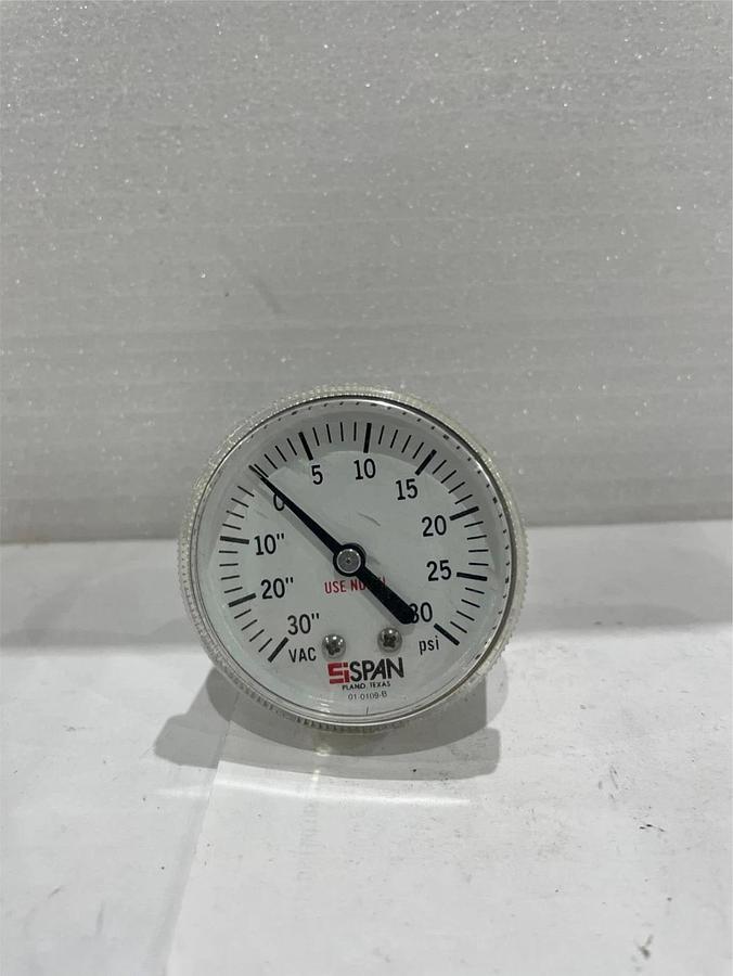Used Span Instruments, Pressure Gauge, -30-0-30PSI, 1/4 vcr Used
