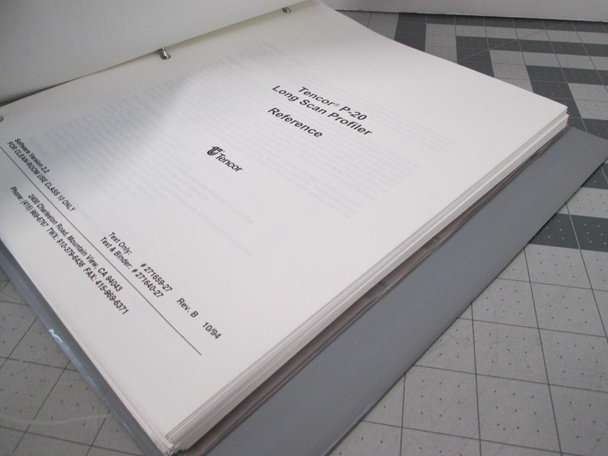 Used Tencore, P-20, Long Scan Profiler Reference Manual, Used