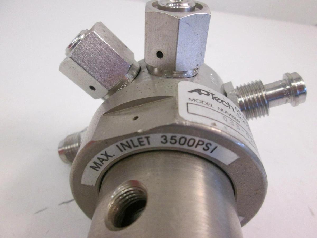 Used APTech Semi Gas Pressure Regulator 033-0177-010, 4 Port, 1/4" VCR- Used