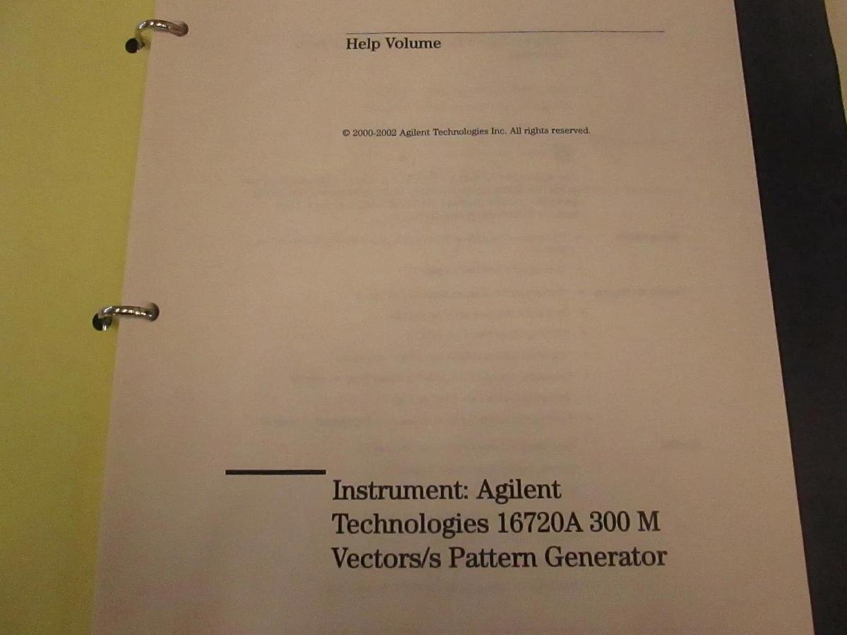 Used Agilent Technologies Model 16720A Pattern Generator Help Volume, Used