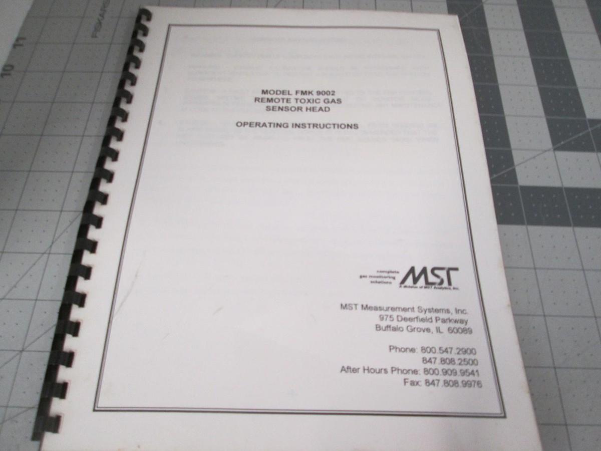 Used MST, FMK 9002, Remote Toxic Gas Sensor w/ ARMI Sensor and Cable w/ Manual, New