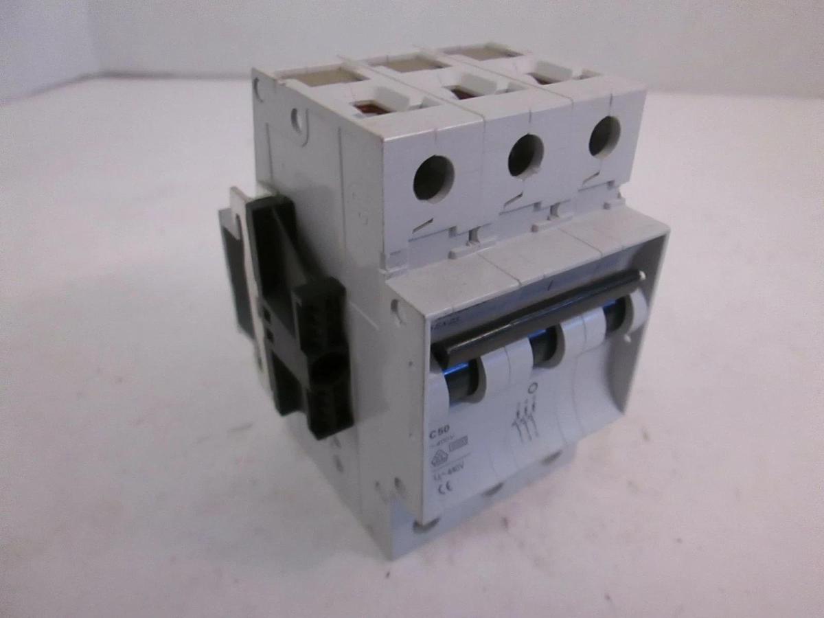 Used Siemens Circuit Breaker, 5SX23 C50, 3 Pole 480VAC, Used