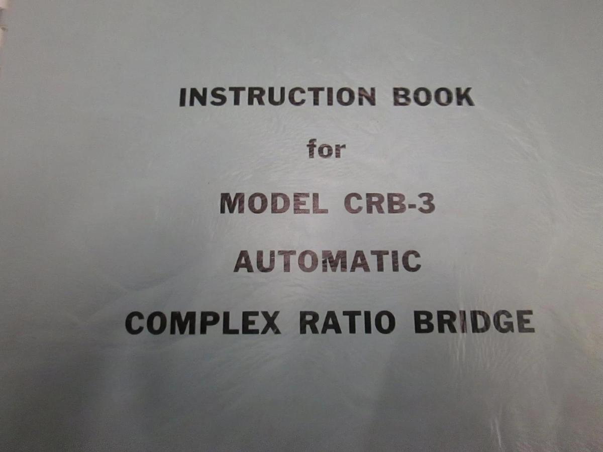 Used Gertsch Model CRB-3 Auto Complex Ratio Bridge, Instruction Book, Used
