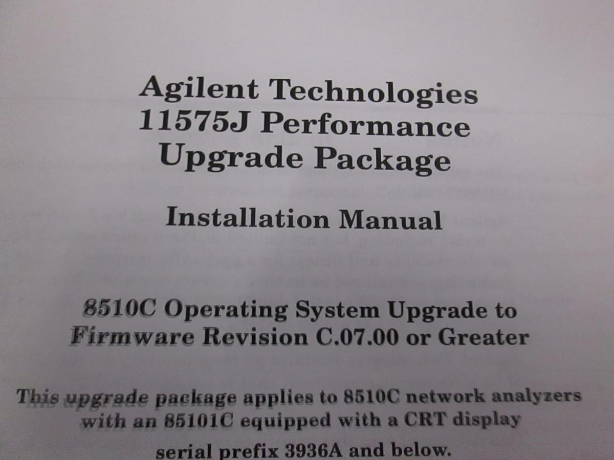 Used Agilent 11575J Performance Upgrade Package Installation Manual, Used