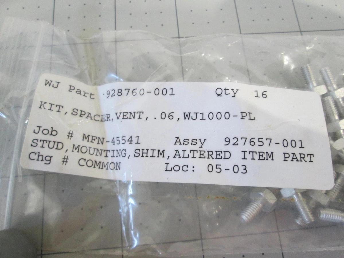 Watkins Johnson, 927657-001, WJ1000 APCVD Vent Spacer Kit, New