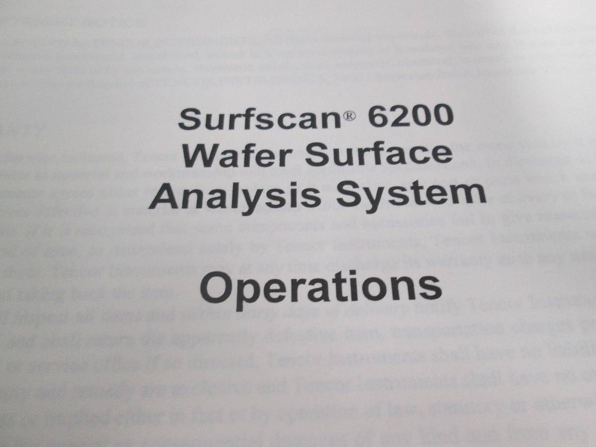 Used Tencore, Prometrix, Surfscan 6200, Wafer Surface Analysis System Operations Manual, Used