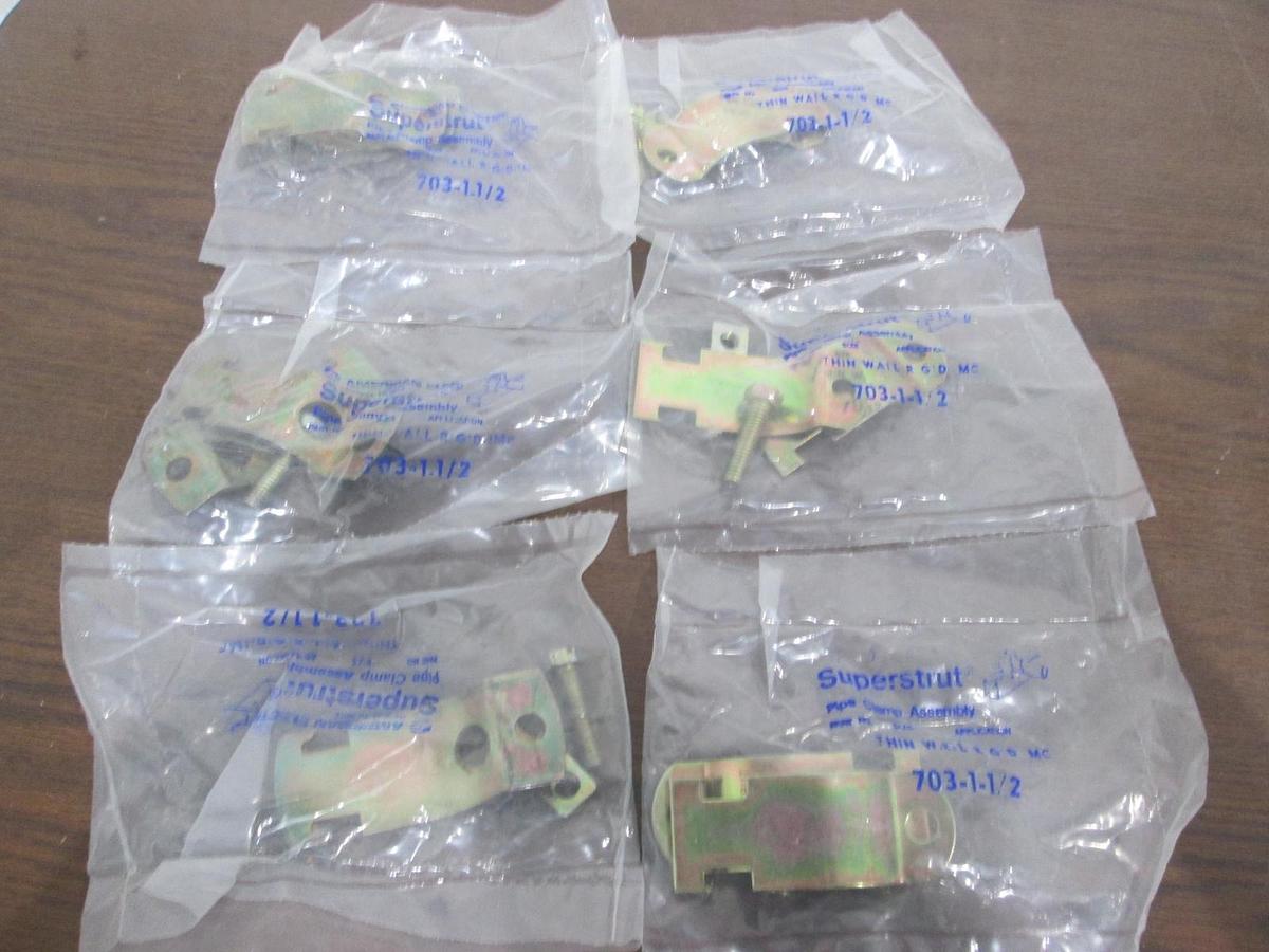 Used Superstrut, 703-1-1/2, Thin Wall Pipe Clamp Assy, New, Lot of 6