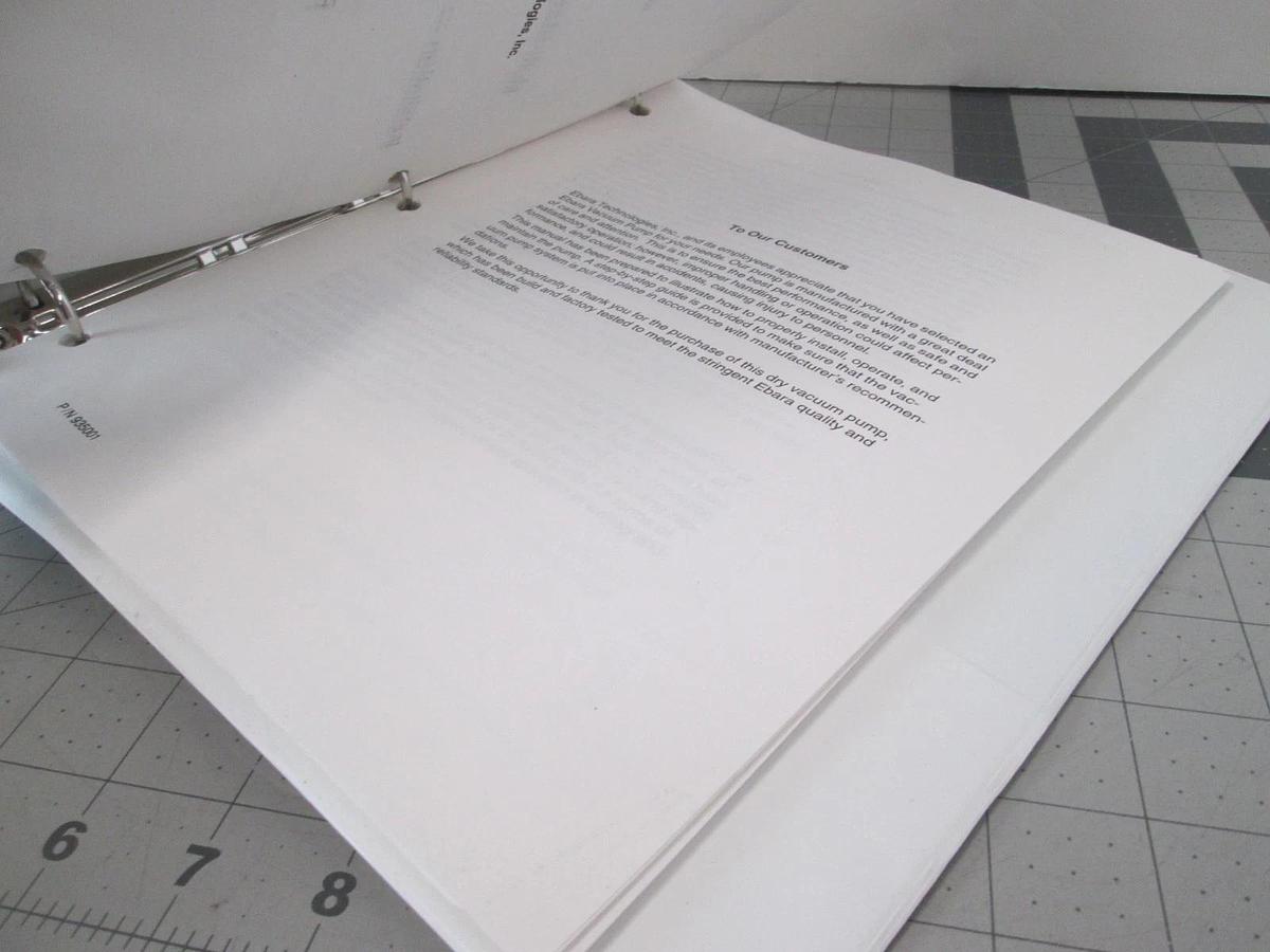 Used Ebara, Multi Stage Vacuum Pump Installation, Operation Maintenance Manual, 40x20