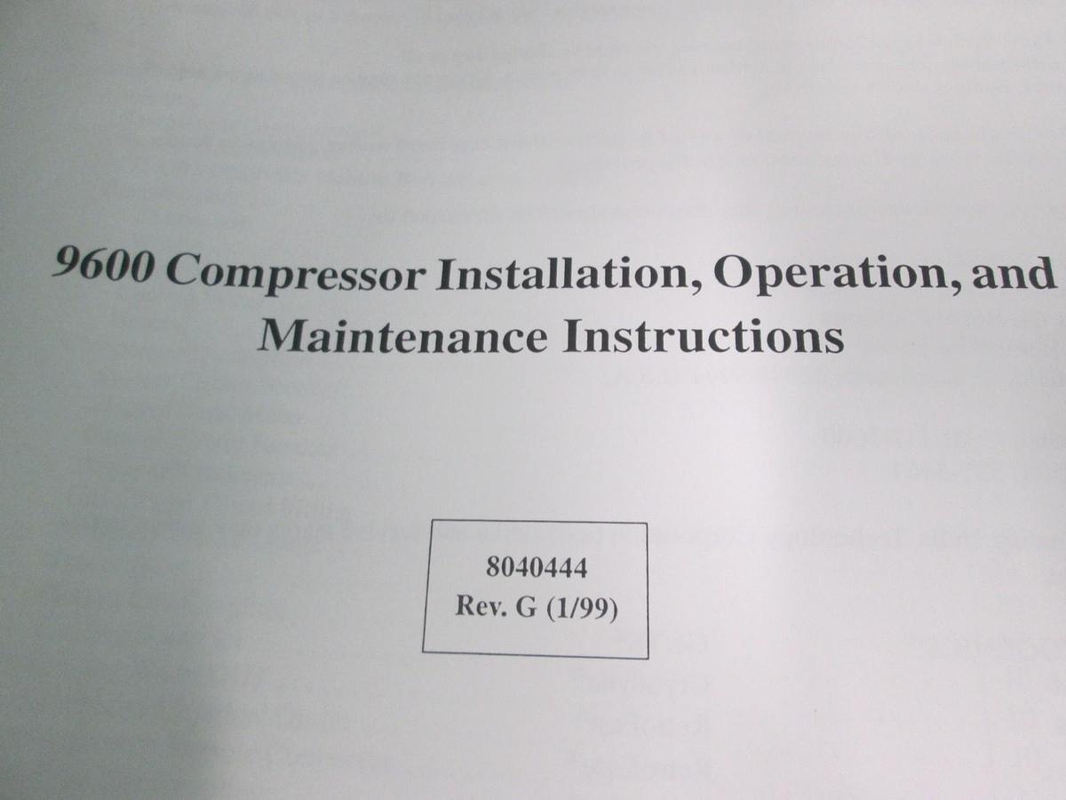 Used CTI-Cryogenics, 9600 Compressor Installation, Operation, Maintenance Manual Used