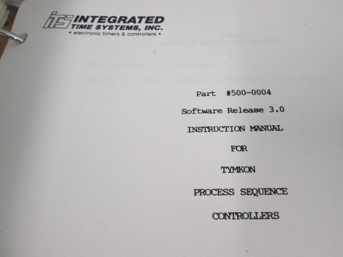 Used Integrated Time Systems, Tymkon Process Controller Instruction Manual, Used