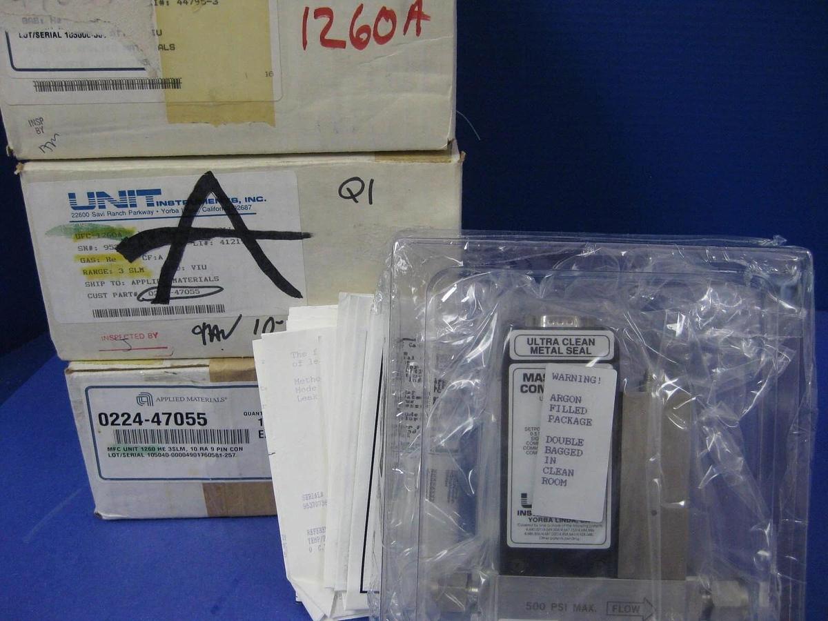 Used Unit UFC-1260A Mass Flow Controller, He, 3 SLM, Lot of 3, 9-Pin D-Connector