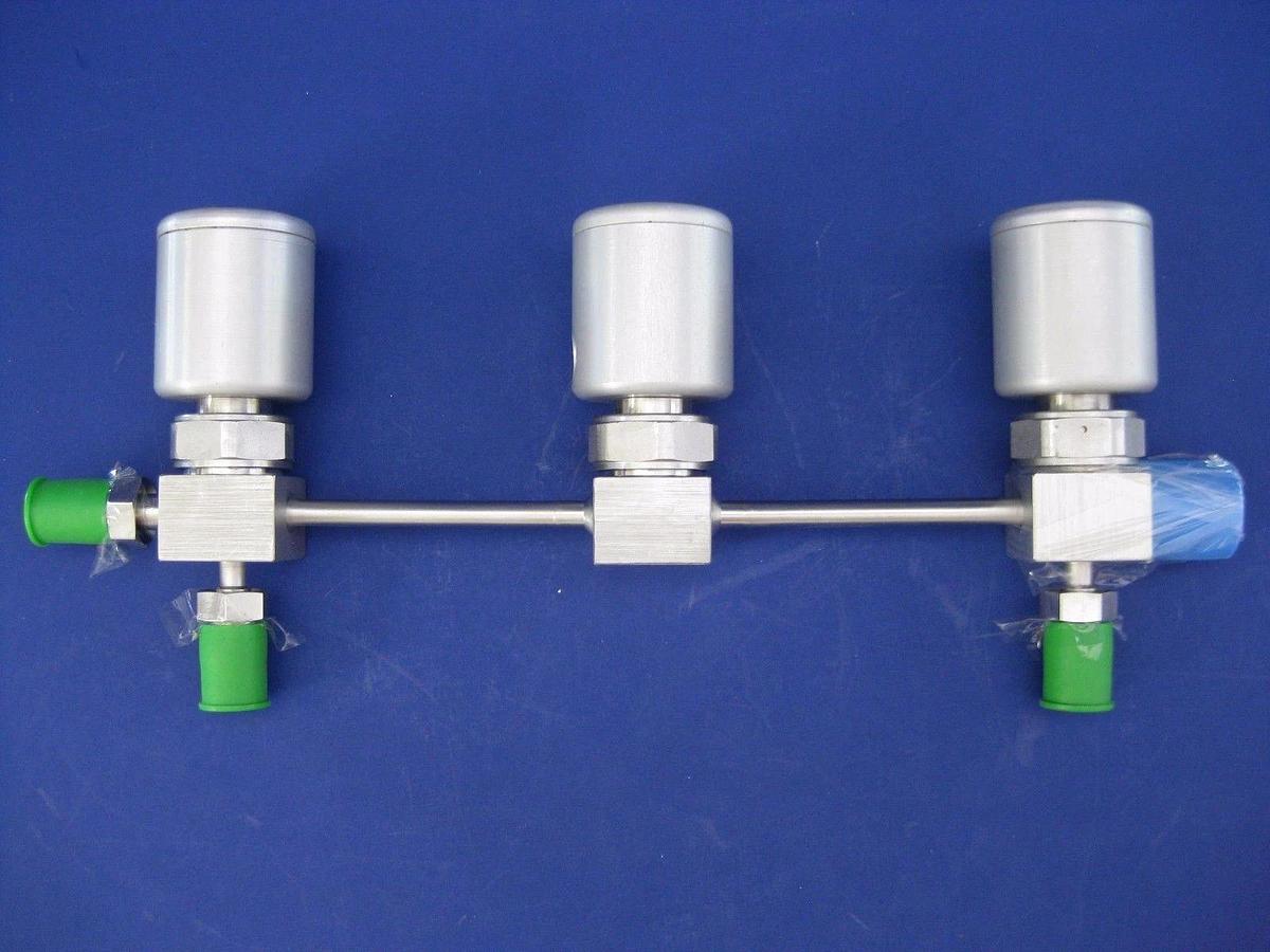 Used NUPRO 6LV-D6257PX-ABA 3-Station Pneumatic Valve Manifold Assy NC/NO/NC, NEW