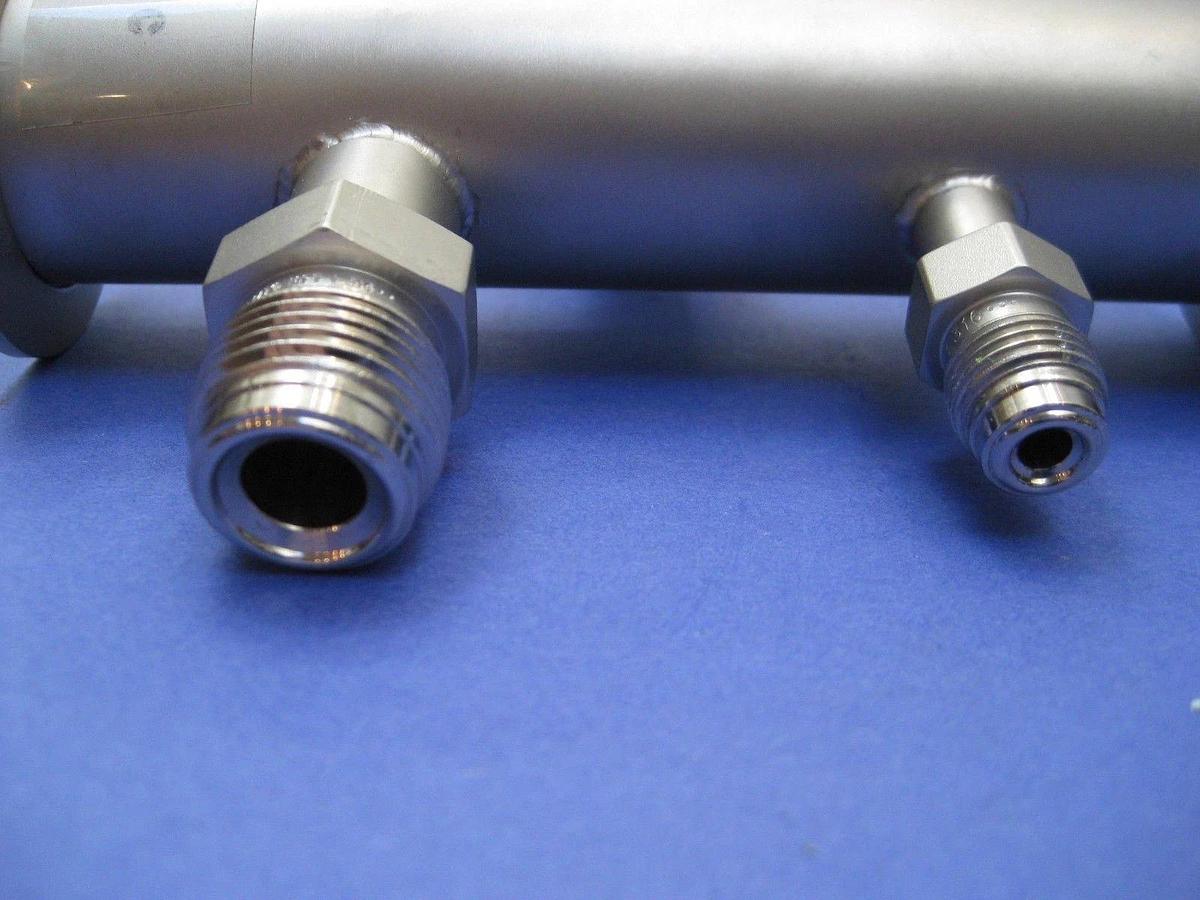 Stainless Steel Vacuum Tube TEE, NW40 Flanges and NW25 Reducer w/ Ports, New