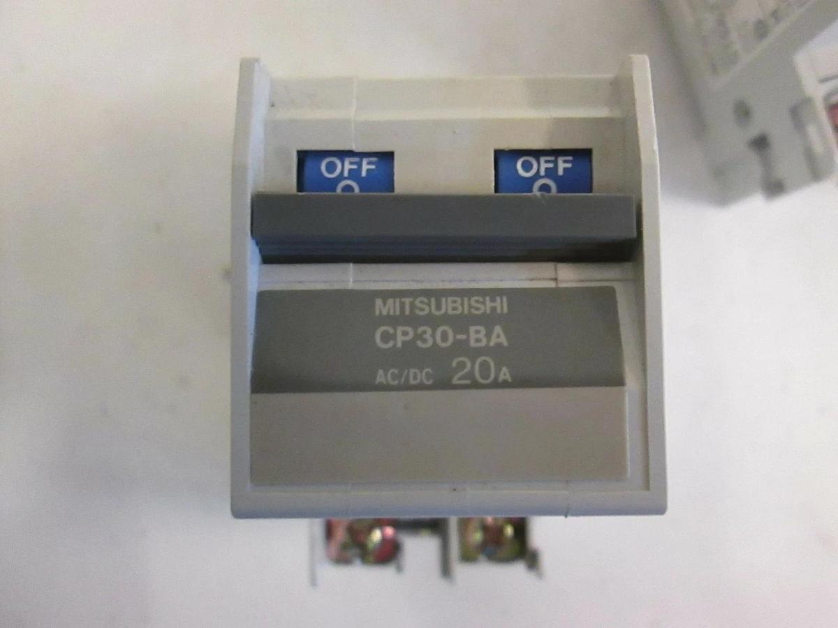 Used Mitsubishi Circuit Protector CP30-BA, 20A, 250VAC/125VDC, 2 Pole, Used, Lot of 3