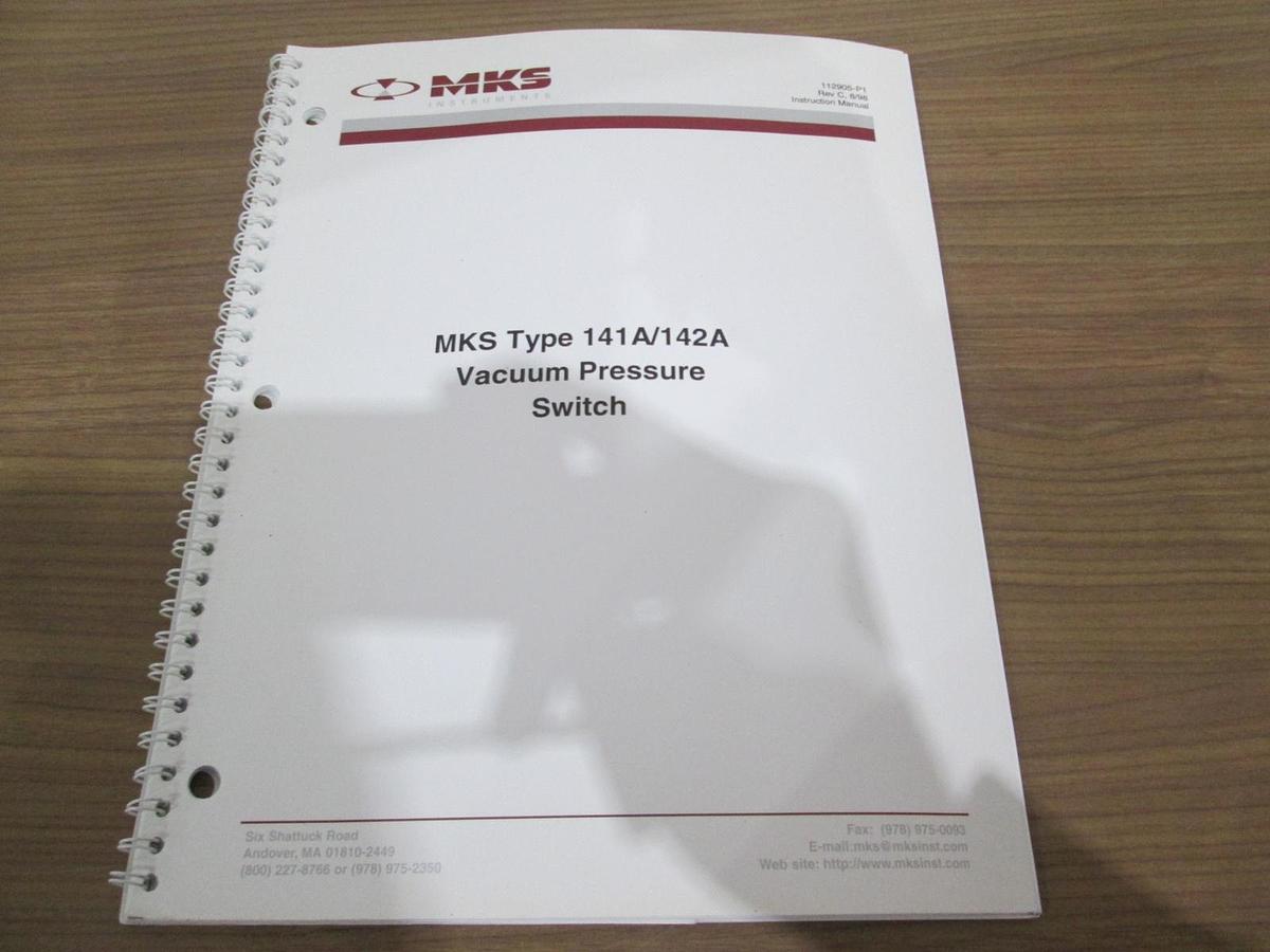 Used MKS, Type 141A/142A, Vacuum Pressure Switch, Instruction Manual, Used