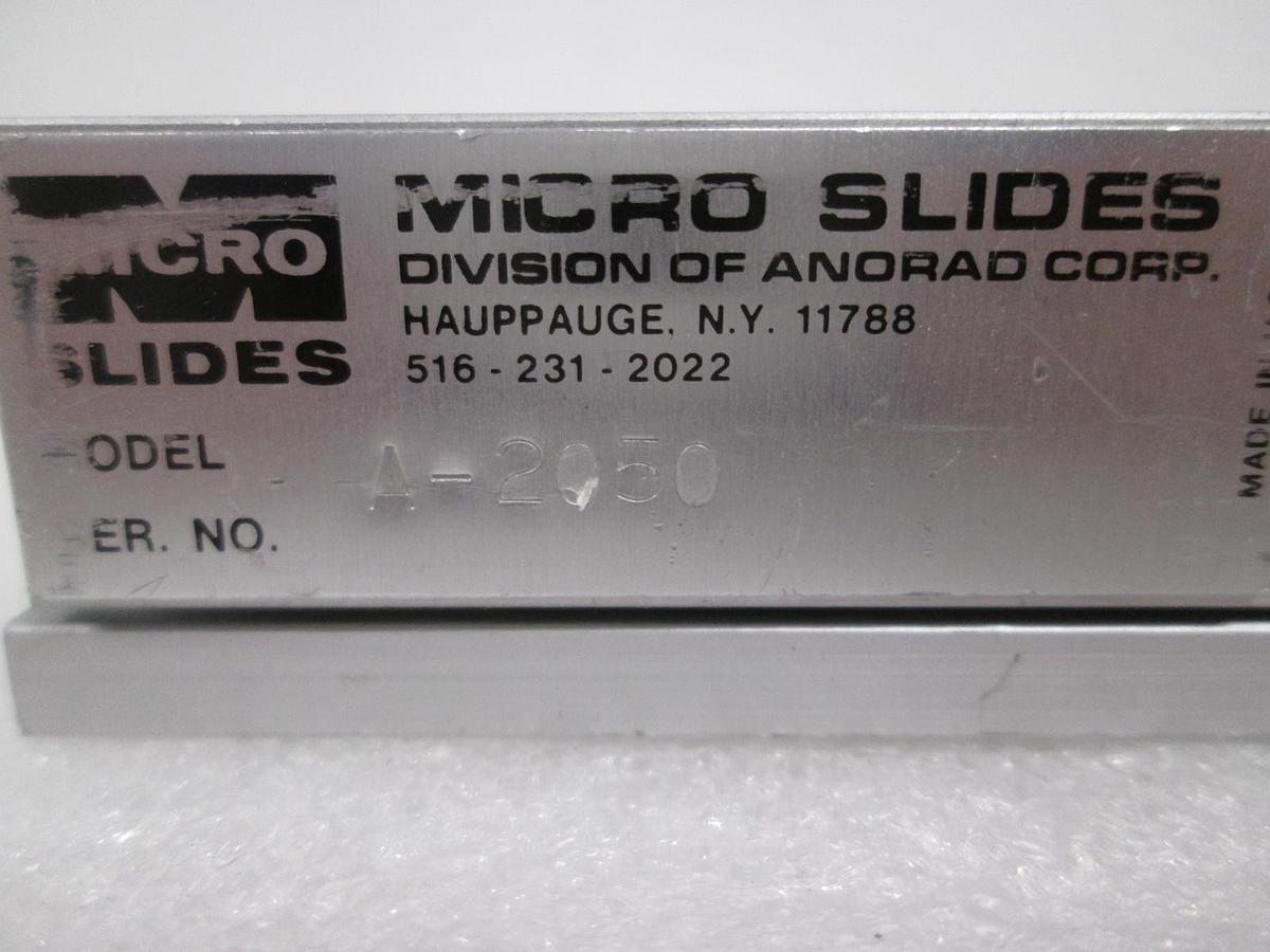 Used Micro Slides, A-2050, Linear Bearing Block w/ Slide Rail, Used