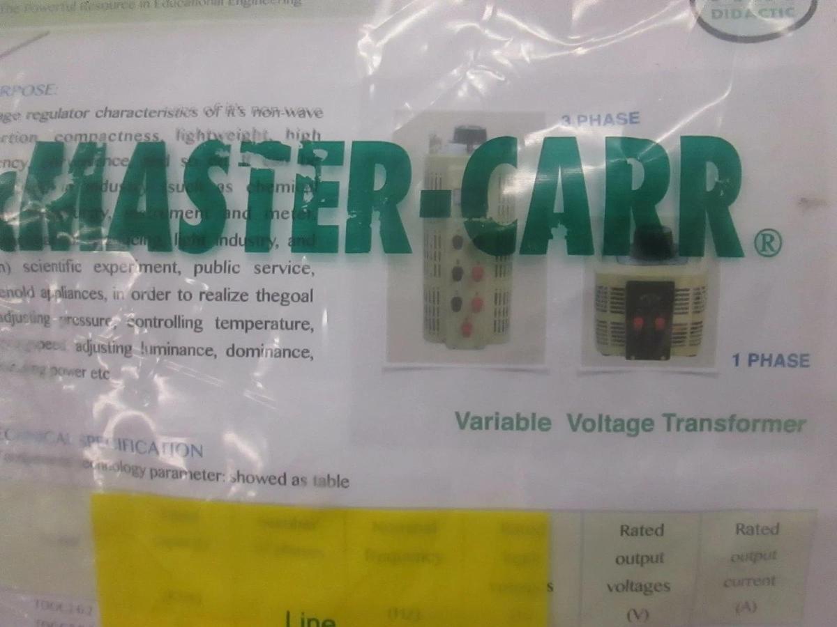 Used Pan Didactic, Variable Voltage Single Stage Transformer, New