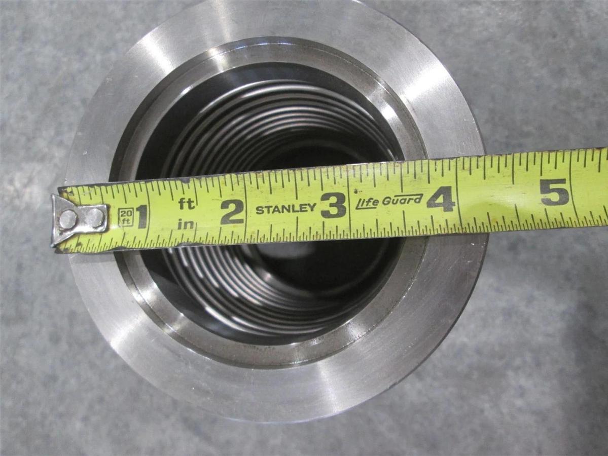 Used Stainless Steel Formed Bellows Vacuum Pipe / Hose, 6"L, 107MM Flange, Used
