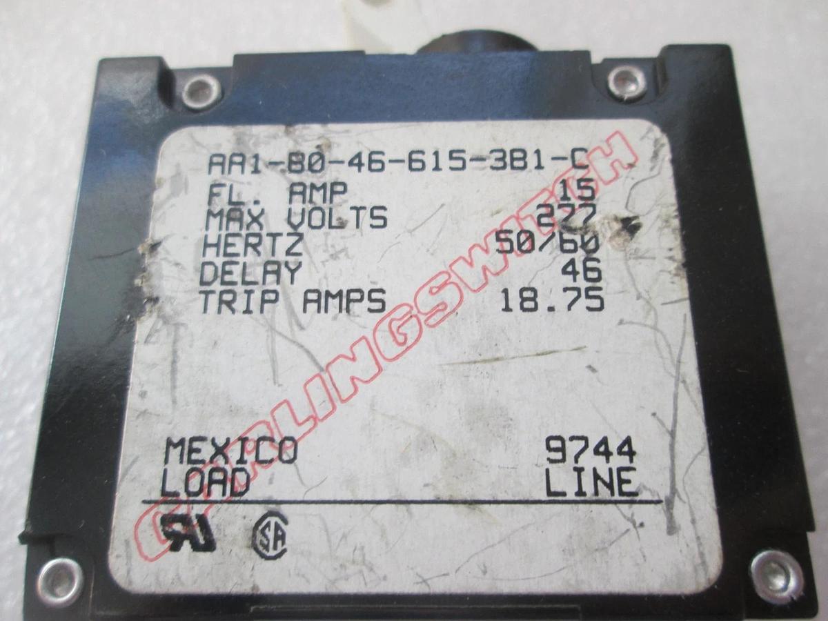 Carlingswitch, AA1-80-46-615-381-C, Circuit Breaker, 15A, New