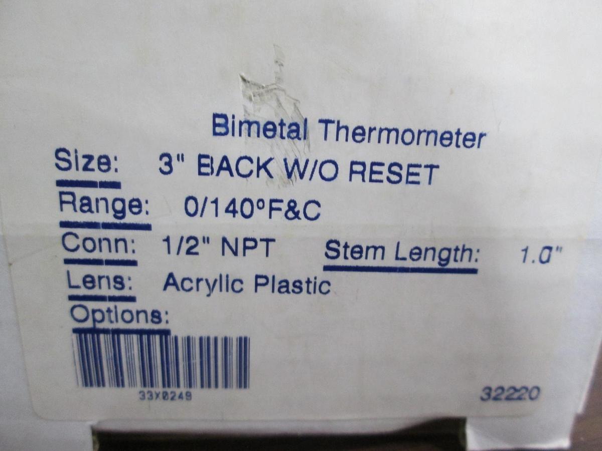 Ashcroft, Bimetal Thermometer, 32220, 3" Back W/O Reset, 1/2" NPT, 1" Stem, New