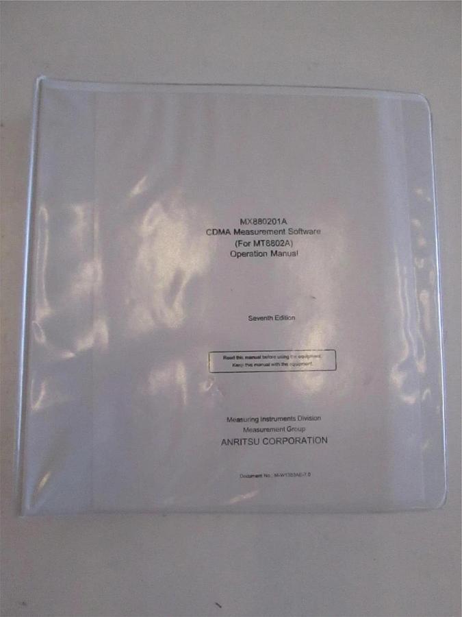 Used Anritsu MX880201A CDMA Measurement Software Operating Manual, Used