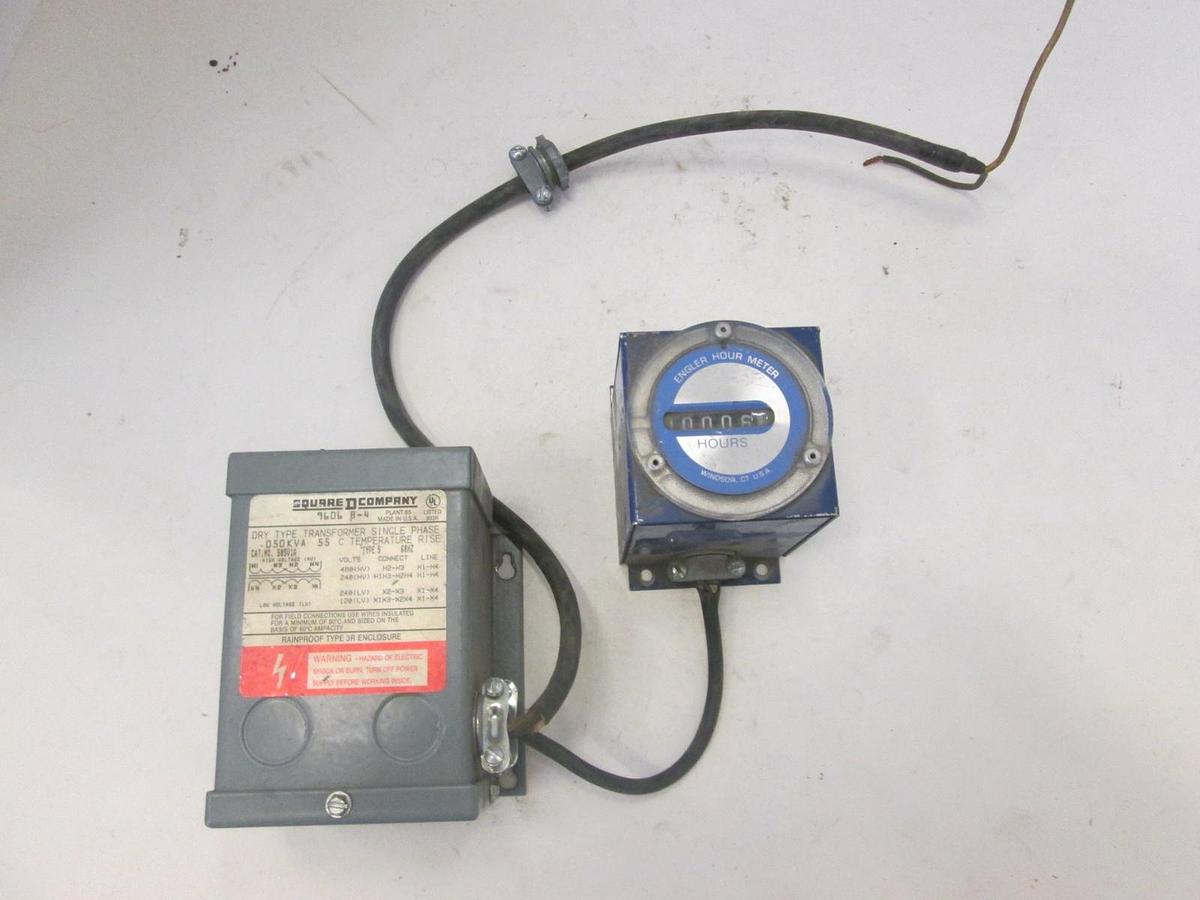 Used Square D, Type S, Single Phase Dry Transformer w/ Engler Hour Meter, Used