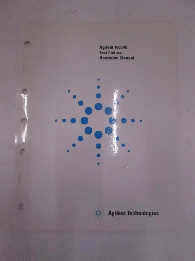 Used Agilent 16034G Test Fixture Operation Manual, Used