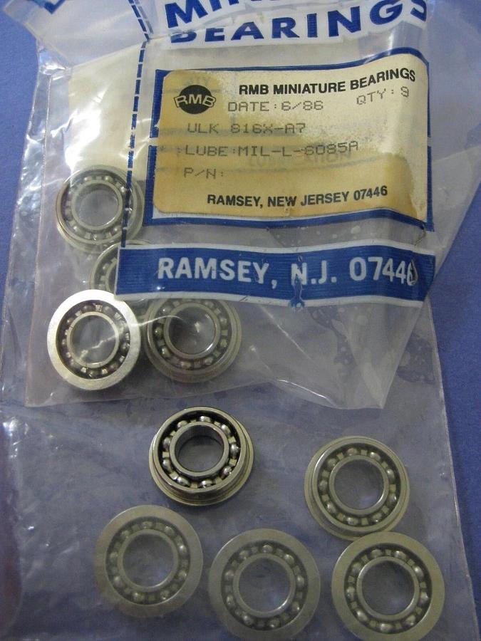 RMB ULK 816X-A7 Flanged Single Row Ball Bearing 16mm OD x 8mm Bore, Lot of 9