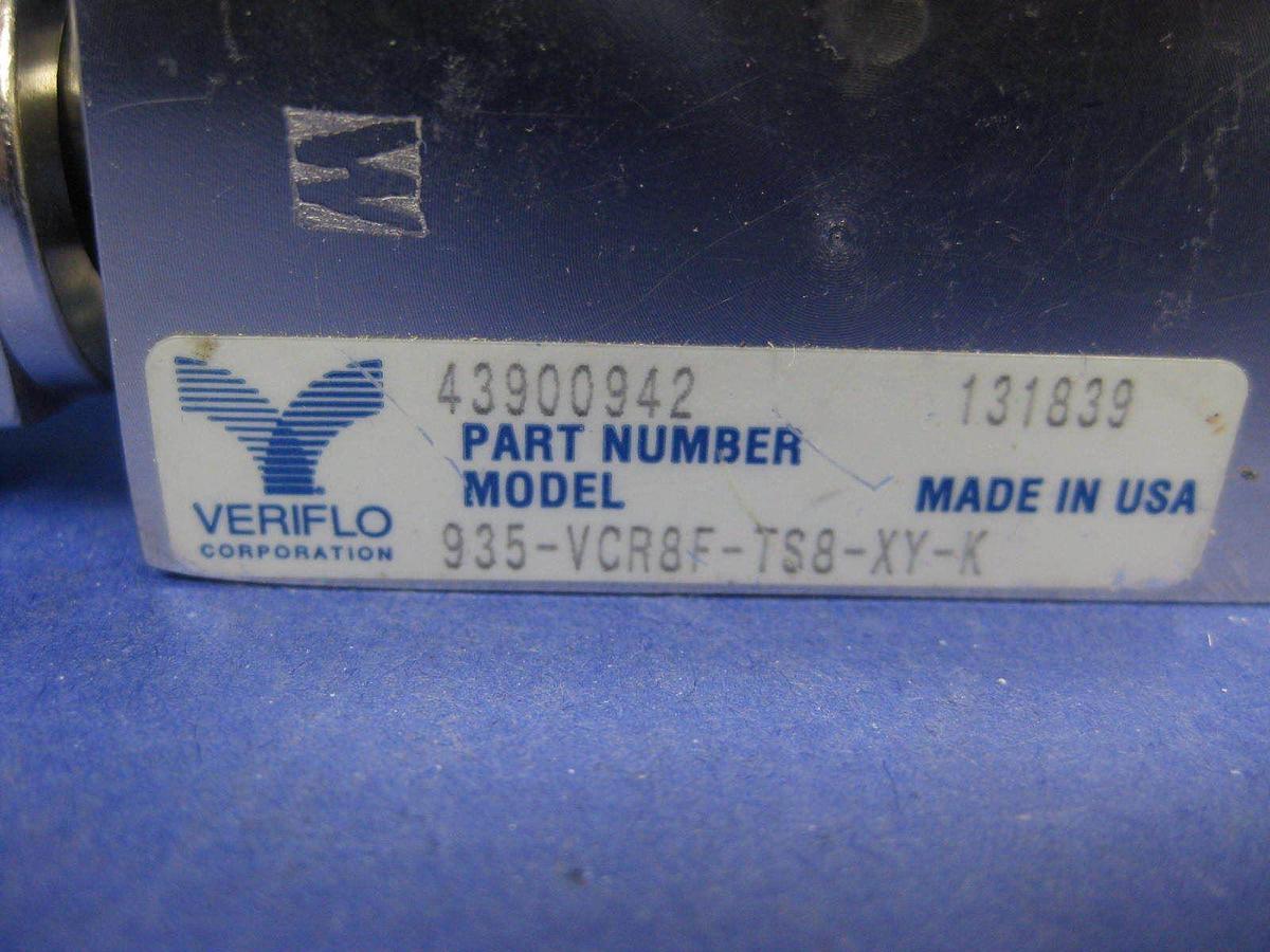 Used Veriflo 935VCR8FTS8XYK, UHP High Flow Valve, 1/2" F Compression x 1/2" FVCR