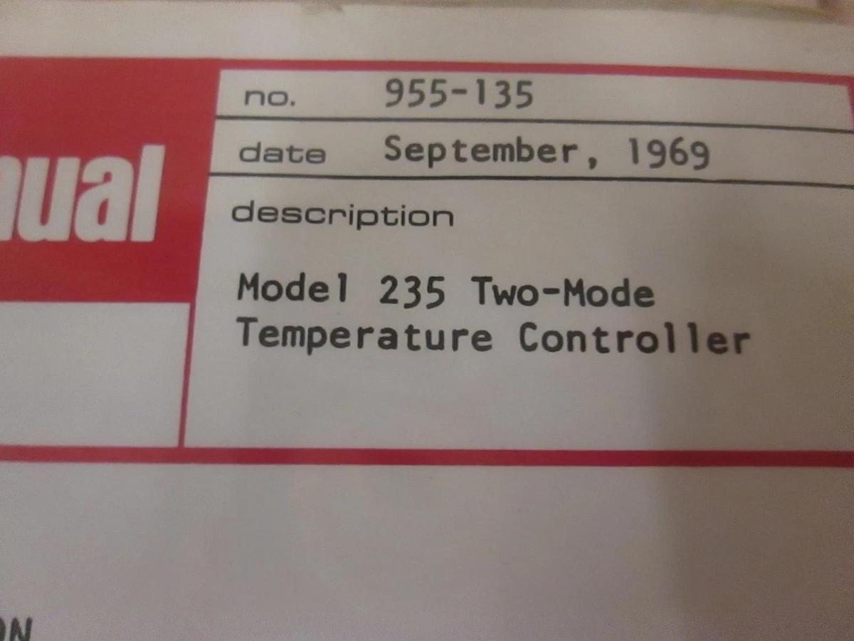 Used API Model 235 Two-Mode Temperature Controller Manual, Used