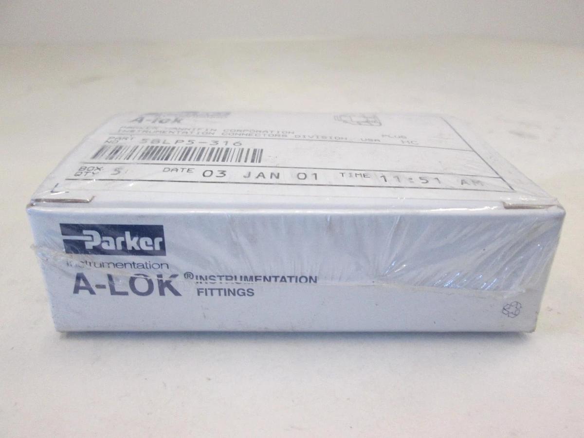 Parker, 5BLP5-316, A-Lok Plug, Box of 5, New, Original Packaging
