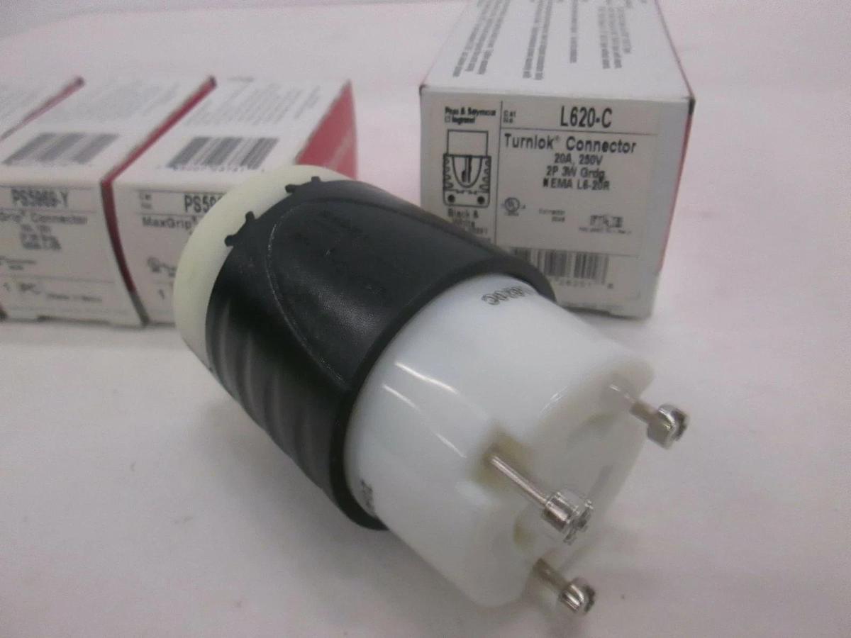 Legrand, MaxGrip Connector PS5969-Y Lot of 3 New and One L620-C Turnlok, New