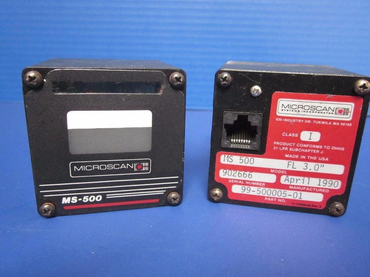 Used Microscan MS-500 FL 3.0" Laser Barcode Scanner 99-500005-01 - Lot of 2 Used