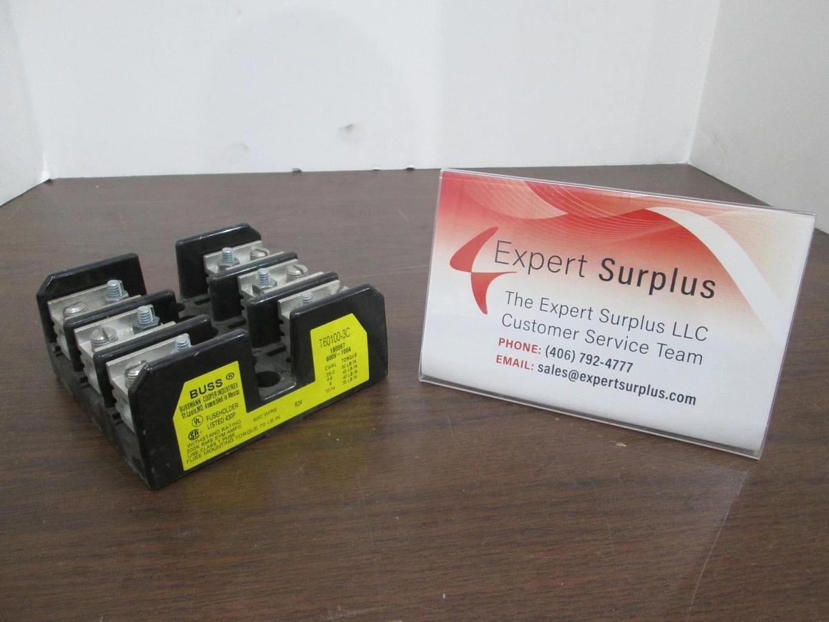 Used Buss, T60100-3C, Fuseholder, Class T, 600V-100A, Used