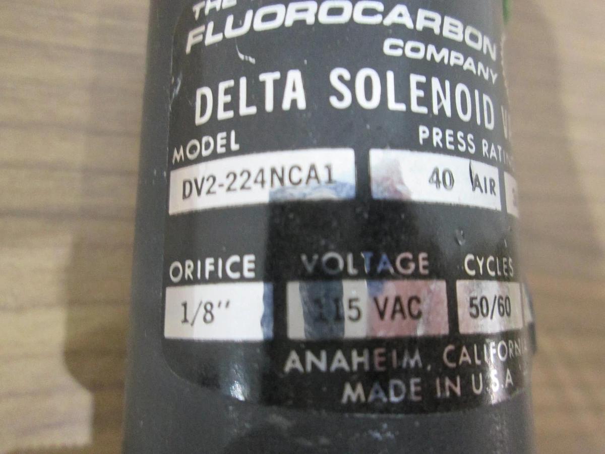 Used Fluorocarbon, DV2-224CNA1, Delta Solenoid Valve, 115VAC, .25A, 50/60 Cycle, Used