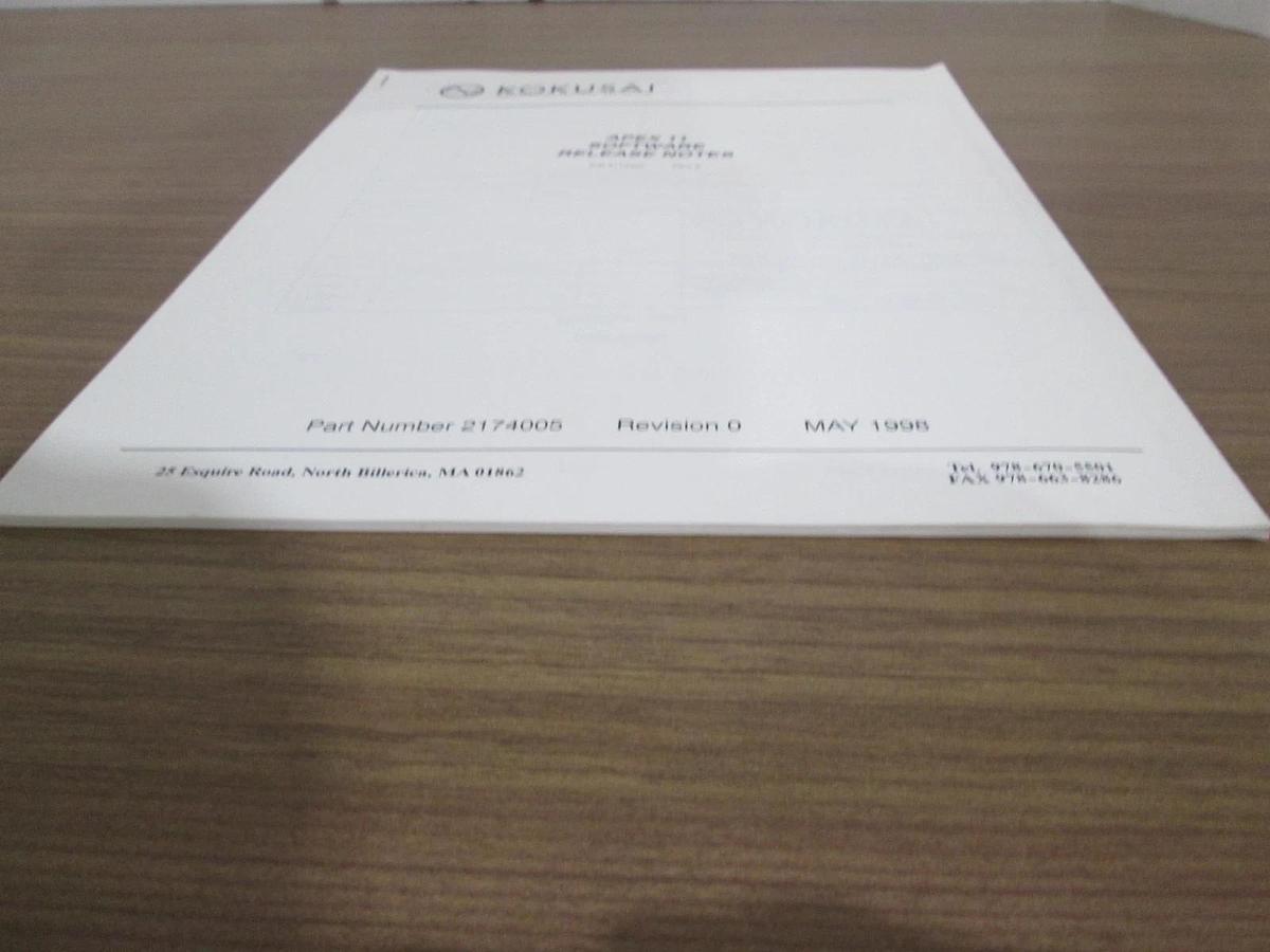 Used Kokusai, 2174005, Apex 11 Software Release Notes, Used