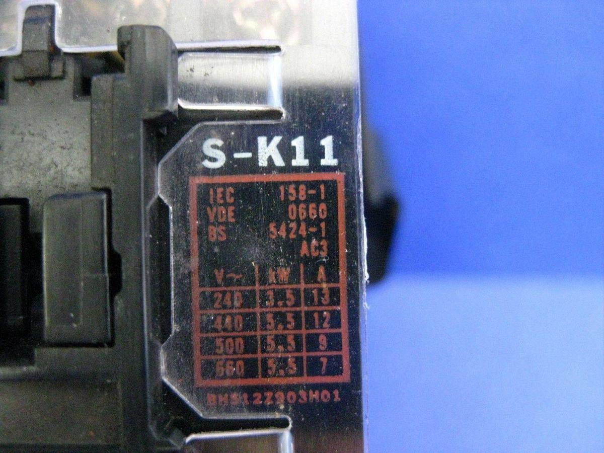 Used Mitsubishi S-K11 Magnetic Contactor, 100VAC Coil, Lot of 4, Used